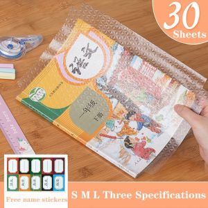 10/30 Sheets Book Cover Transparent Self-adhesive Frosted Book Film Primary And Secondary Textbook Protective Cover 10/30Pcs Name Stickers