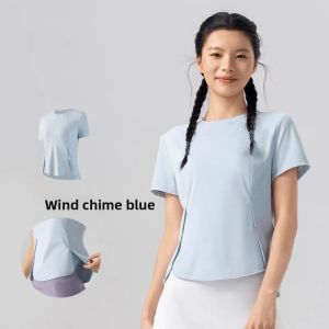 T099 Morning Run Casual Sportswear Summer Autumn Waist-Cinching Short Sleeve Yoga Wear Women Running Gym Slim Fit Quick-Dry T-Shirt