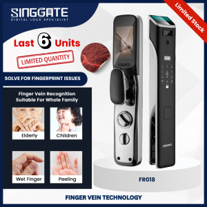 With Installation (1 Year Warranty) (Singgate) <FR018> 指静脉扫描智能锁 Finger Vein Recognition & Video Call Digital Door Lock