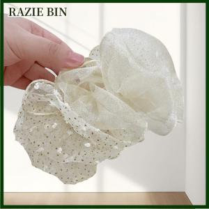 RAZIE BIN Mùa Hè Ngọt Ngào Lưới Vải Tuyn Lớn Bow Tóc Claw Clip Cho Phụ Nữ Màu Sắc Rắn Thanh Lịch Bowknot Đuôi Ngựa Clip Mới Phụ Kiện Mũ