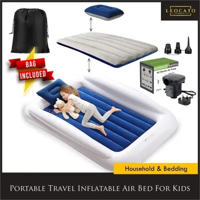 Portable Travel Inflatable Air Bed for Kids Toddler / Blow Up Mattress With Safety Rails