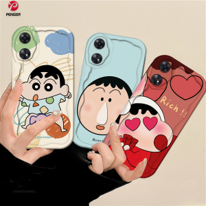 (Lokal Ready) PENGER Casing hp OPPO A17 A17k A16 A16s A54s A16k A16e A12 A5s A7 A11K A1K A57 A77S A53 2020 A3s A12e A33 A31 A52 A92 A54 Reno 8T 4G Reno 5F Kartun Azhu Lembut 3D Wavy Curved Edge Crayon Shin-Chan Case Cover