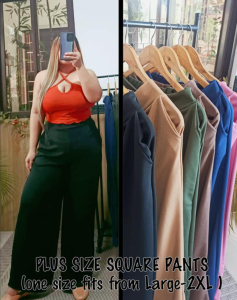 PLUS SIZE SQUARE PANTS WITH SIDE POCKET