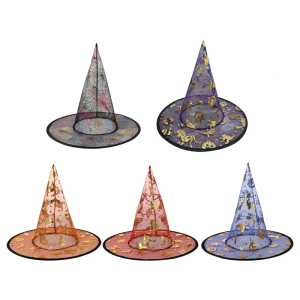 5Pcs Witch Costume Hat 33cm High Pointed Wizard Hat Witch Outfit Accessory for Women Men Kid Halloween Cosplay