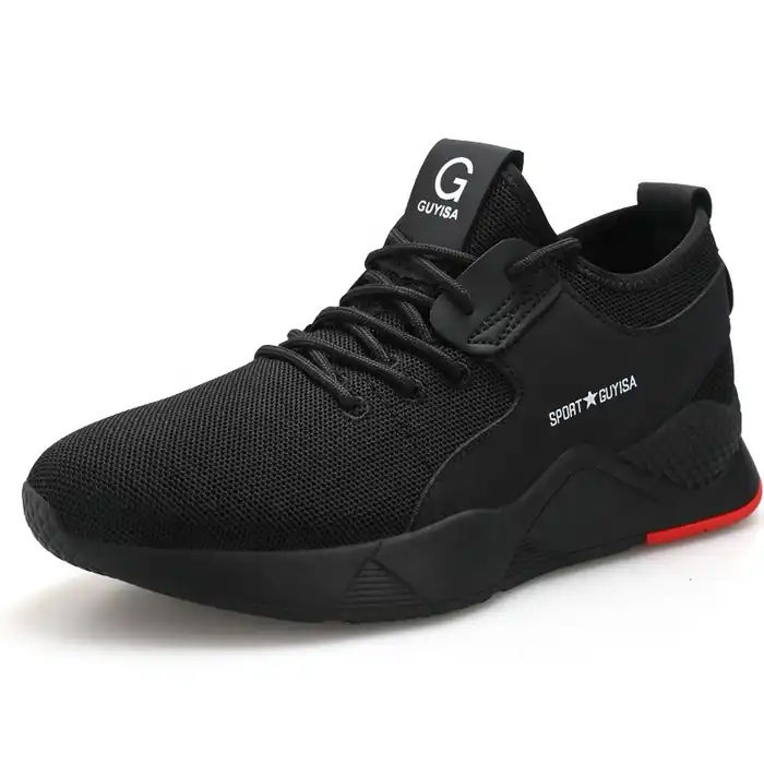 SEPATU SAFETY PRIA UJUNG BESI SAFETY SHOES IMPORT SPORTY FUN BLACK