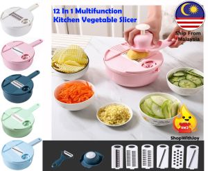 【ShopWithJoy】12 In 1 Multifunction Kitchen Food Vegetable Chopper Cutter Slicer Grater Peeler Food Storage Container