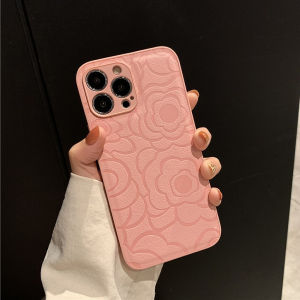 CrashStar Fashion Retro Camellia Flower Leather Soft Silicone Shockproof Phone Case For iPhone 17 16 15 14 Pro Max Plus Air 13 12 Pro Max Mini 11 Pro Max X XR XS Max 8 + 7 Plus Luxury Phone Cover Casing Shell With Full Cover Camera Protection