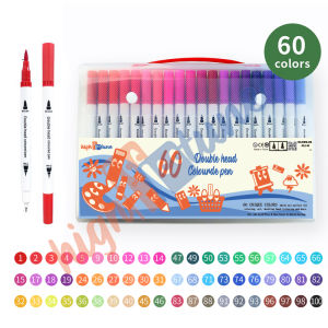 Hightune Spidol Warna Set 12 36 60 100 120 Spidol Brush Pen 2 Tips Spidol Set Marker Drawing Pen