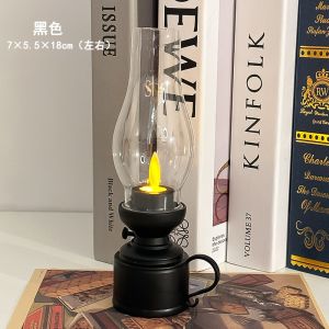 Eyre （Christmas Day ❤）Lampu parafin retro kreatif LED lampu lilin elektronik bercahaya lampu lilin malam suasana cahaya suasana dekorasi dekorasi desktop ornamen kecil