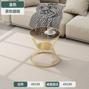 GGMM  Nordic Light Luxury Creative Changhong Glass Coffee Table Internet Celebrity Modern Simple Mini Apartment Home Tempered Small round Table