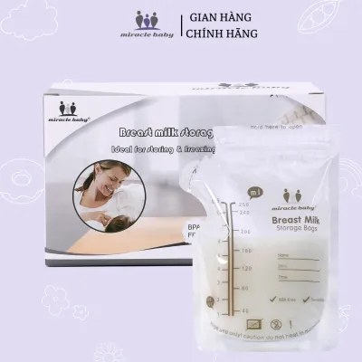 Túi Trữ Sữa 250ml Bền Chắc Chống Rò Rỉ An Toàn Cho Bé Hộp 30-60-120 Túi PE/PET Không Chứa BPA Miracle Baby