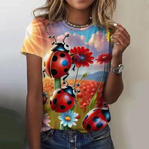 [Local Stock] ZEEMIN New Cute Animal T-Shirts Worm 3D Print Summer Women O-Neck Short Sleeve T Shirt Harajuku Tops Oversized Y2k Tees Female Clothing