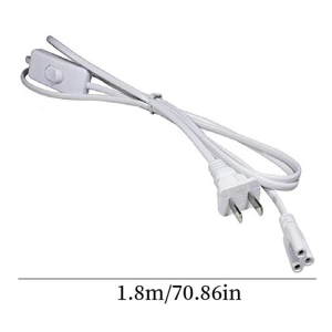 Single/Double-End T4-T8 LED Tube Power Cable with US Plug & Switch for Lamp Light Connector