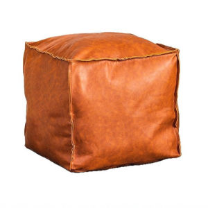 Moroccan Artificial PU Leather Pouf Cover Craft Simple Sofa Ottoman Footstool Unstuffed Living Room Bedroom Cushion Covers