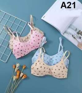 BURSON 3pieces Cute Design Plain Color Baby Bra Girl Cotton Bra with adjusting Strap 11-14 Yrsold