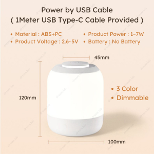 Portable Lamp Night Light 3 Color LED Light Dimmable Wireless USB Rechargeable Battery Tap Press Touch bedroom Light