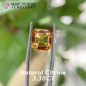Natural Gemstone Citrine 3.38CT Asscher Step cut Fancy Yellow from Brazil