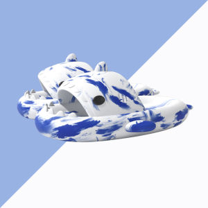 [Free Shipping] Two-Tone Shark Design 4CM Thick-Soled Sandals Mens EVA Lightweight Indoor Slippers Couples Beach Sandals Womens Style.
