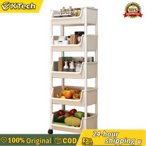 【Free Shipping】 Sturdy Plastic Kitchen Cart with Wheels for Organizing Kitchen and Office Items Portable Rolling Storage