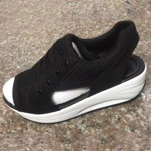 [Free Shipping] Summer Fish-Mouth Platform Sandals Korean-Style Casual Slip-On Shoes Fashionable And Sporty Mesh Sneakers For Women