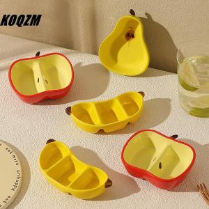 KOQZM Creative Porcelain Dish Korean Style Cute Fruit Shape Ceramic Household Tableware Barbecue Hot Pot Sauce Condiment Dishes