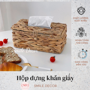 Hộp đựng khăn giấy lục bình đan Smile Decor sang trọng