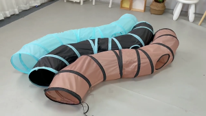 ของเล่นแมวอุโมงค์พับได้สำหรับกิจกรรมในร่มอุโมงค์รูปร่างกระต่ายในฤดูใบไม้ผลิพับได้ท่ออุโมงค์2หลุม