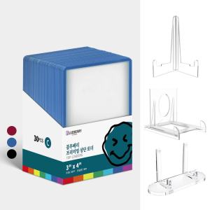 30pcs Blueberry Color Border Toploader Stand Set Toploaders With Film 3x4 Clear Set Sleeves Case BERYFAM