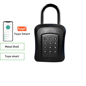 RAYKUBE IP65 Waterproof Metal Smart Wall Mount Key Lock Box Security Lock with Tuya APP/Password Unlock for Key Safe