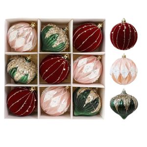 DJDK 9Pcs 8cm Christmas Balls Irregular-Shaped Shatterproof Christmas Spheres Festival Decorative Christmas Tree Decoration Home Decor