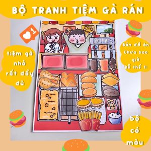 Bộ Tranh Đồ Chơi Giấy Cô Tiên Xanh Tiệm Gà Rán