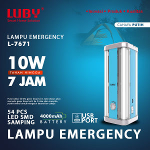 Luby Lampu Emergency Super Terang L-7671 10W 54 LED SMD Dimmer Switch Rechargeable
