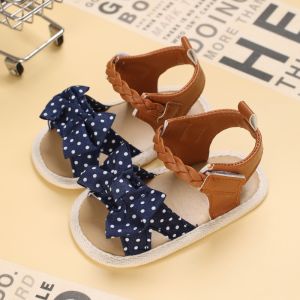 0-18 Months Baby Girl Sandals Stripe Bowknot Princess Shoes Anti Slip Walker Toddler Shoes Christening Sneakers