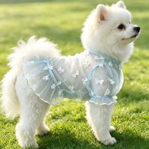 AKZDXE Ultra-Thin Mesh Dog Skirt Bow Pattern Breathable Summer Dog Clothing Cute Lightweight Dog Sunscreen Clothes For Small Medium Dogs