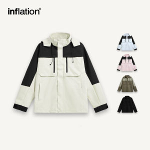 INFLATION Brand Mens Youth Cycling and Mountaineering Outdoor Color Blocked Sprint Shirt 2024 Spring Hooded Zipper Spliced Loose Casual Jacket Coat