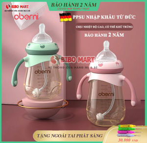 Bình sữa chống sặc Oberni chất liệu nhựa cao cấp PPSU nhập khẩu từ Đức có tay cầm tiện dụng an toàn hiệu quả cho bé Bảo hành 2 năm lỗi đổi mới trong 7 ngày
