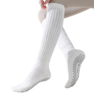 Pilates Socks for Women Girls Long Nonslip Grip Socks Yoga Socks Crew Grippy Socks for Pilates BarreHospitalBarefoot