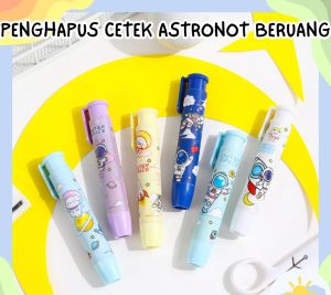 (2 pcs) Penghapus Bentuk Pensil Premium Motif Astronot / Mechanical Eraser / Penghapus Cetek Lucu Unik