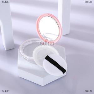 [COD] SUILEI Portable Ultra-thin Plastic Powder Box Loose Pot Travel Makeup Jar Sifter Container with Powder Puff Mirror