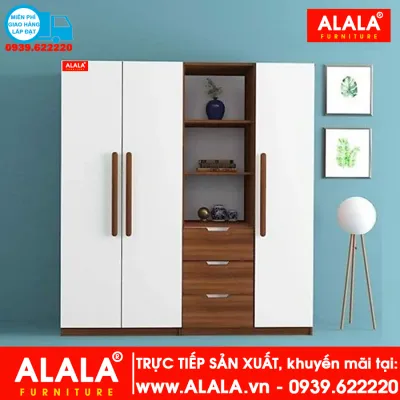 Tủ quần áo ALALA266 (1m8x2m) Gỗ HMR chống nước - www.ALALA.vn - 📞0939.622220
