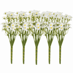 OURTOUR 60heads Artificial Daisy Flowers Small Artificial White Daisy Flowers Realistic Fade-Resistant Daisy Fake Flower Bouquet DIY Vase