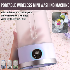 Portable Wireless Mini Washing Machine Travel Fully Automatic Underwear Socks Cleaner Timing Function Rechargeable Water Proof