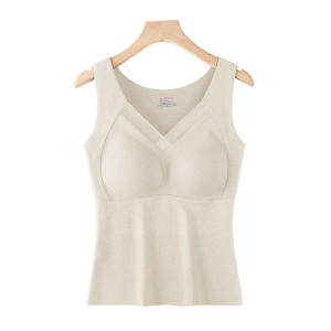 Womens Winter Thermal Vest Graphene Warm Thickened Seamless Tank Top with Chest Pad Thermal Base Layer Shirt