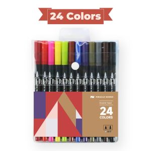 MW 24/36/48/60/80/100/120 Colors Watercolor Brush Pen Dual Tip Marker Pens Black