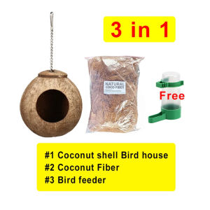 Coconut Shell Bird House Small Animals House for Parrot Cockatiel Lovebird Finches Garden