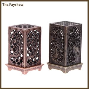 [The Fayshow] Alloy Censer Incense Holder Square Cylinder Vertical Incense Indoor Aromatherapy Home Ornament Chinese Inense s