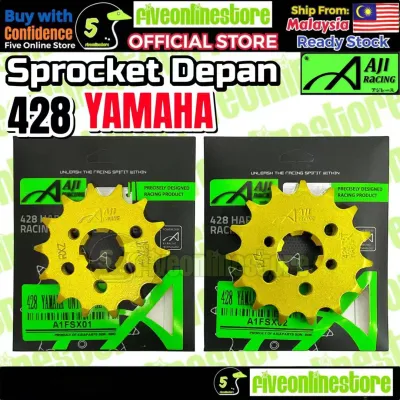 AJI RACING 428 Front Sprocket Yamaha Gold ORIGINAL RXZ Y15 Y16 LC135 SRL110 VF3I185 FZ150 14T 15T Spoket Depan HD FIVEONLINESTORE