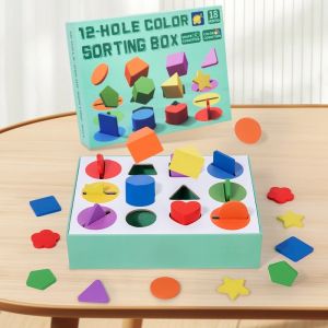 2026 3D Shapes Geometric Solids Wooden Color Toy Sorting Toy Developmental Training Montessori Educational Game for Preschool Element