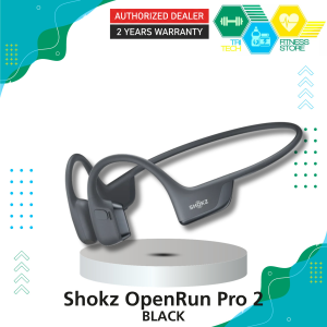 Shokz OpenRun Pro 2 BLACK Bone Conduction Headphones - Open-Ear Wireless Sports Earphones with DualPitch Deep Bass USB-C Charging & IP55 Sweatproof