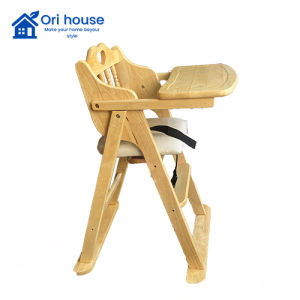 Ghế tập ăn cho bé chất liệu gỗ cao su có dây ràng xếp gọn linh hoạt Ori House